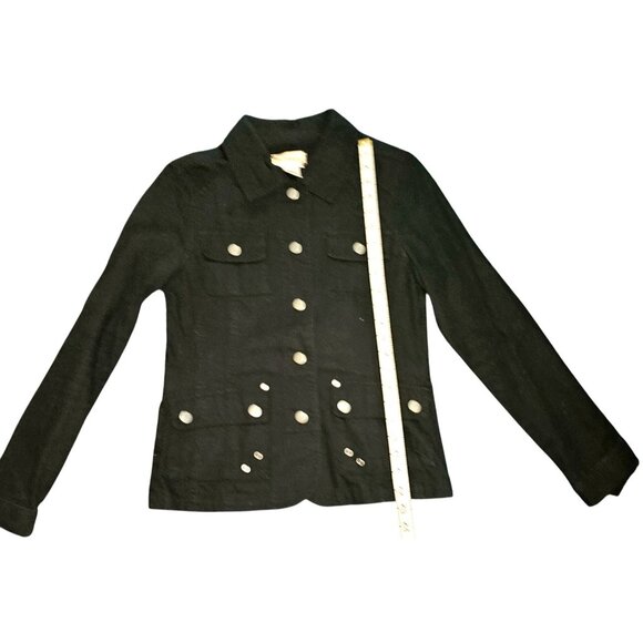 Buttons Cotton Blend Black Jacket Women's M With Button Details & Pockets - Picture 5 of 8
